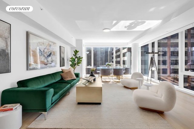 living room featuring light hardwood / wood-style floors