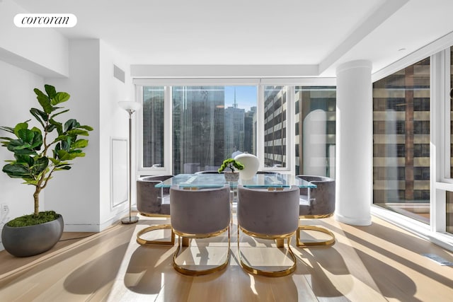 interior space with light hardwood / wood-style floors