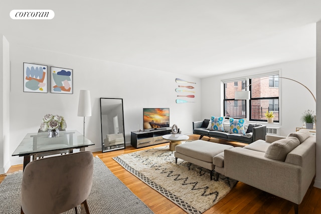 living room with hardwood / wood-style floors