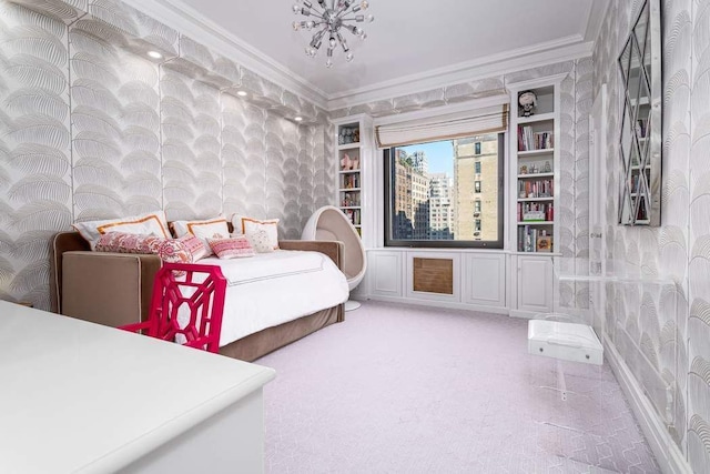 bedroom with ornamental molding