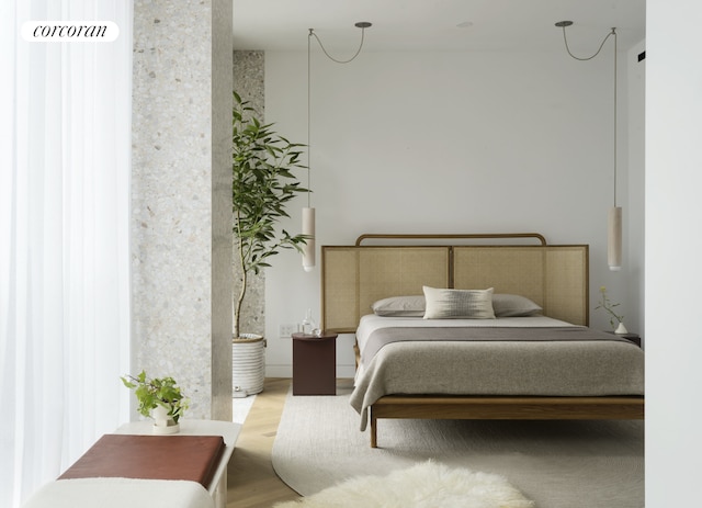 bedroom with light wood-type flooring