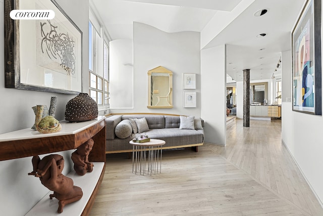 living room featuring light wood-type flooring