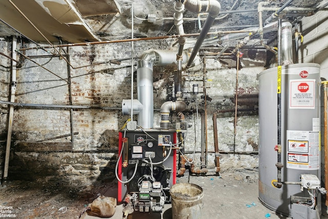 utility room with water heater