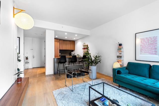 living room featuring light hardwood / wood-style floors