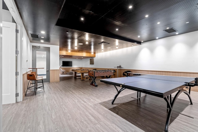 playroom with wood-type flooring