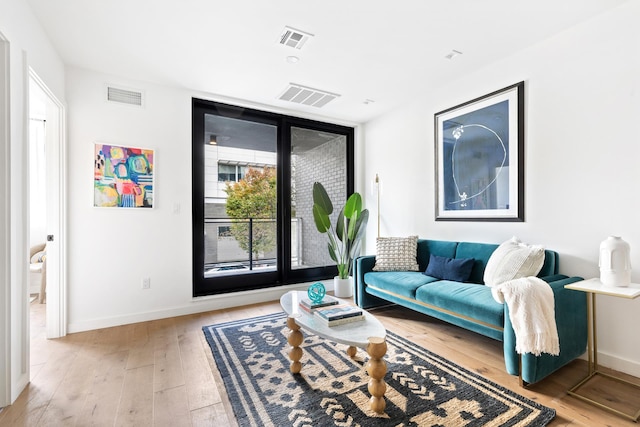 living room featuring light hardwood / wood-style floors