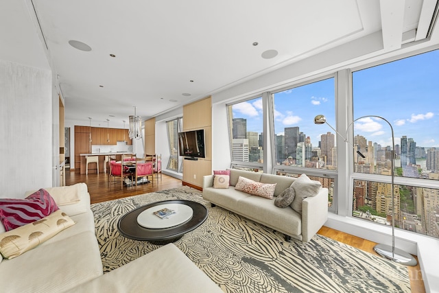 living room featuring hardwood / wood-style flooring