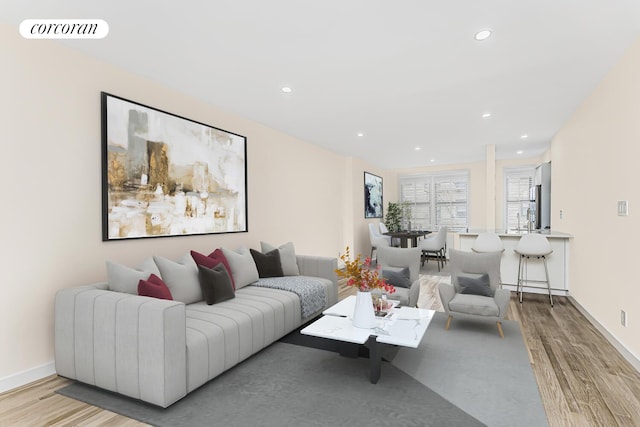 living room with hardwood / wood-style flooring