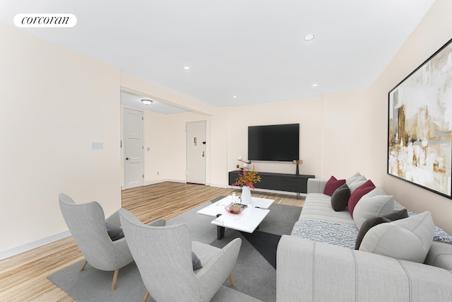 living room with light wood-type flooring