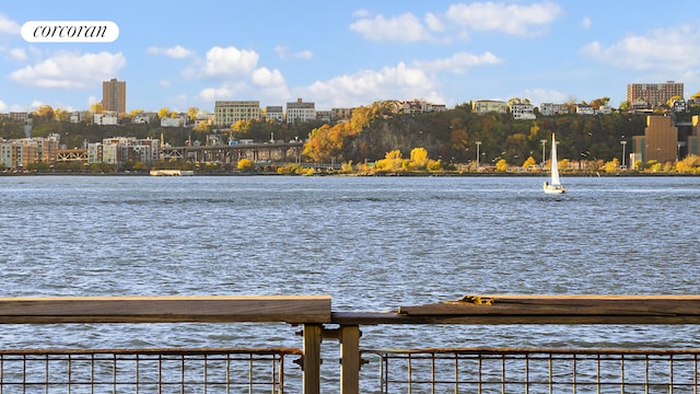 dock area featuring a water view