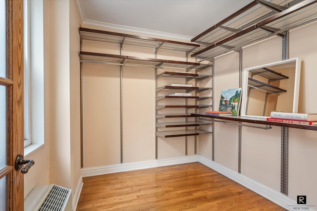 walk in closet featuring hardwood / wood-style floors