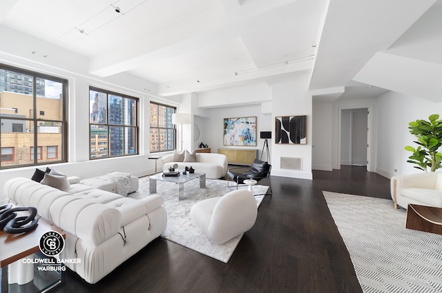 living room with hardwood / wood-style flooring