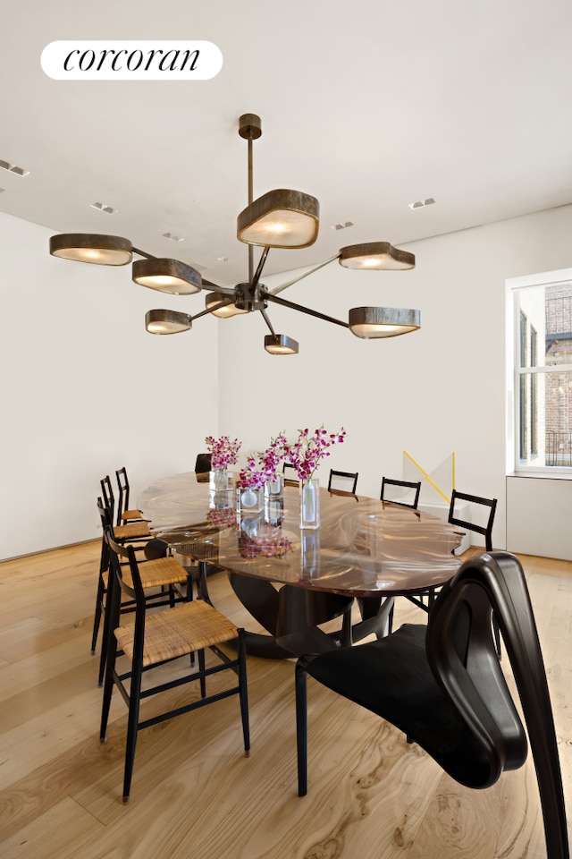 dining room with light hardwood / wood-style floors