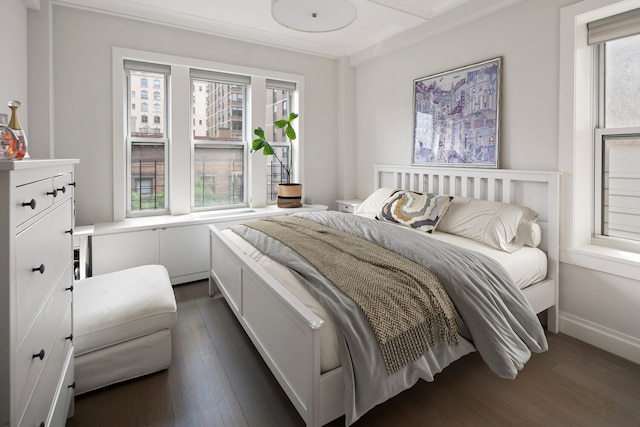 bedroom featuring dark wood-type flooring