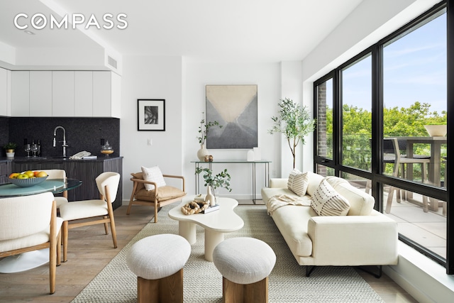 living room featuring light hardwood / wood-style flooring