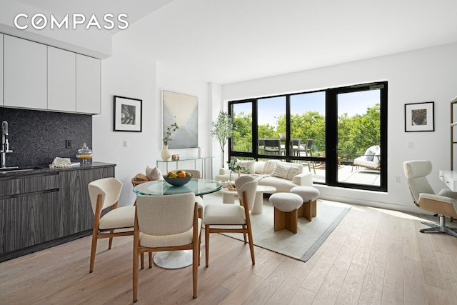 interior space featuring light hardwood / wood-style floors and sink