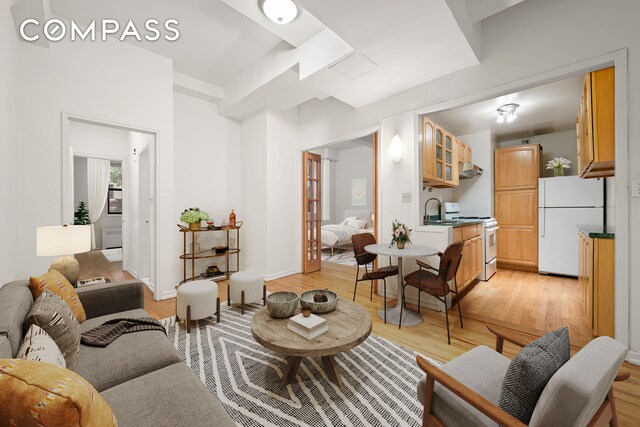 living room featuring light hardwood / wood-style flooring