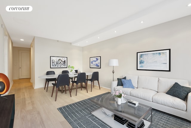 living room featuring light hardwood / wood-style flooring