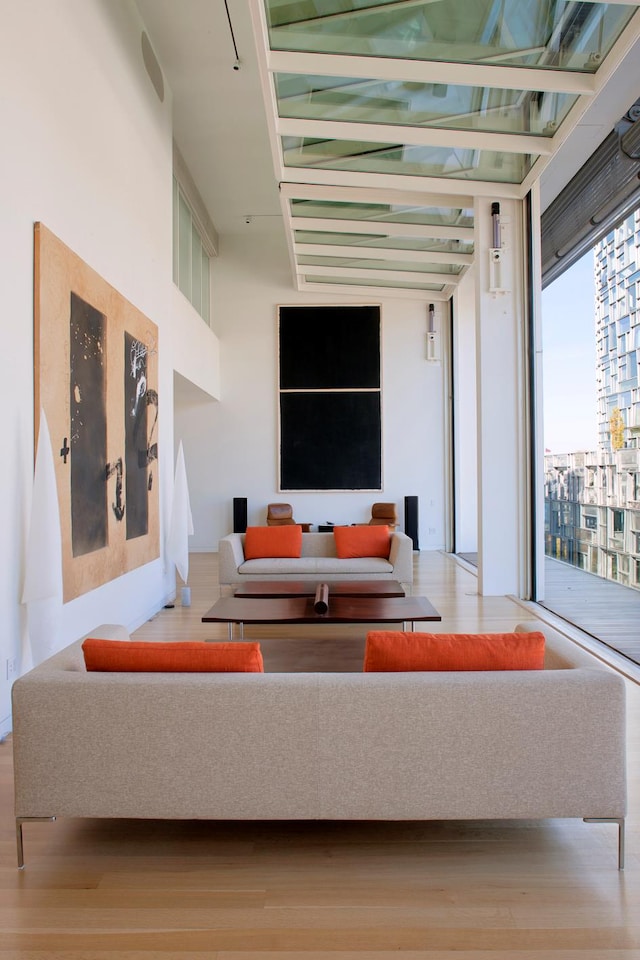 living room with hardwood / wood-style flooring