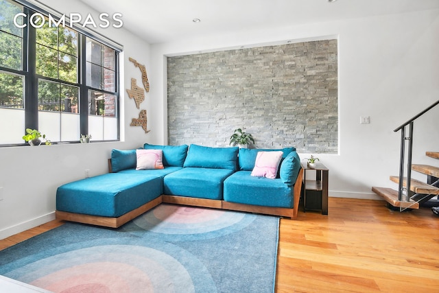 living room featuring hardwood / wood-style flooring