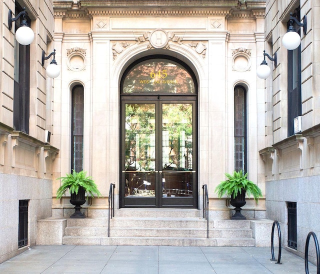 view of exterior entry with french doors