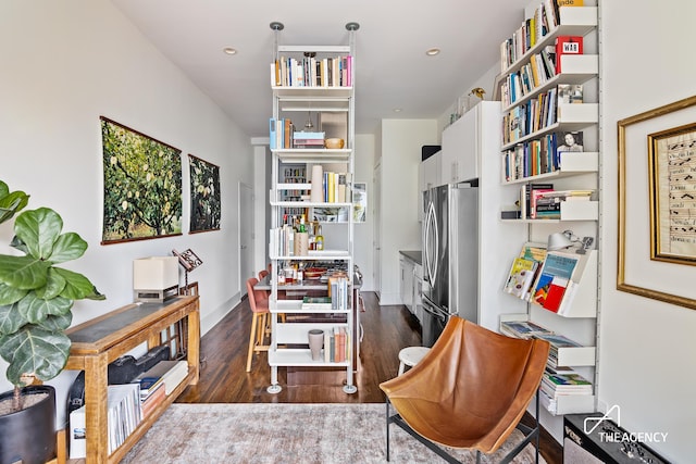 office area with dark hardwood / wood-style flooring