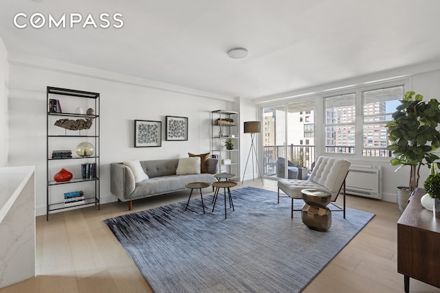 living room featuring light hardwood / wood-style floors