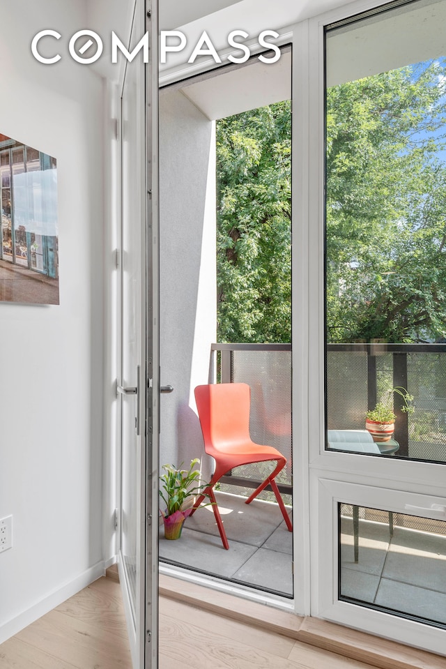 doorway to outside featuring light hardwood / wood-style flooring