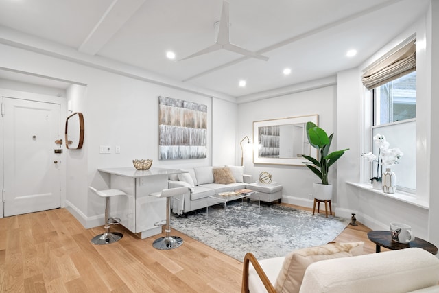 living room with light wood-type flooring