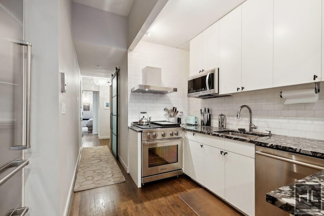 kitchen with backsplash, white cabinetry, sink, and appliances with stainless steel finishes