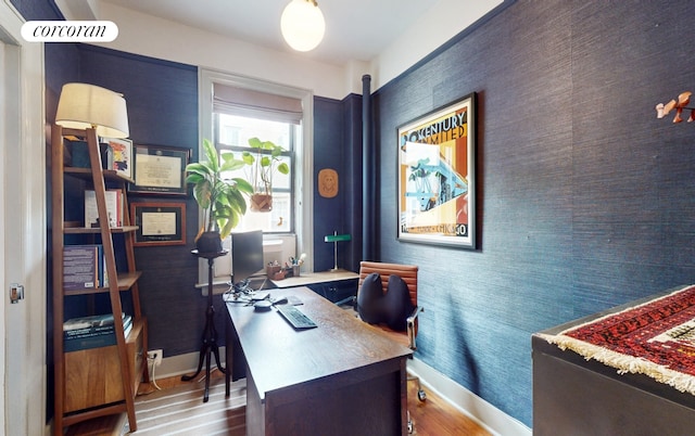 office space featuring hardwood / wood-style flooring