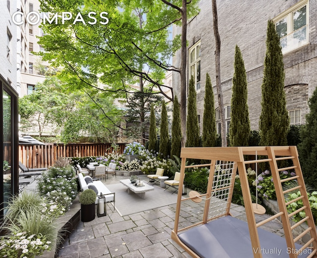 view of patio / terrace with an outdoor living space