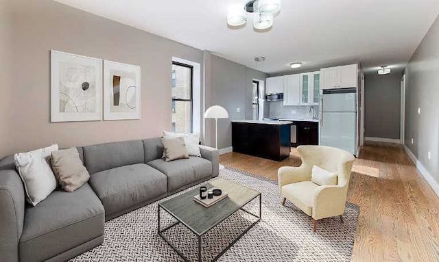 living room featuring light hardwood / wood-style floors