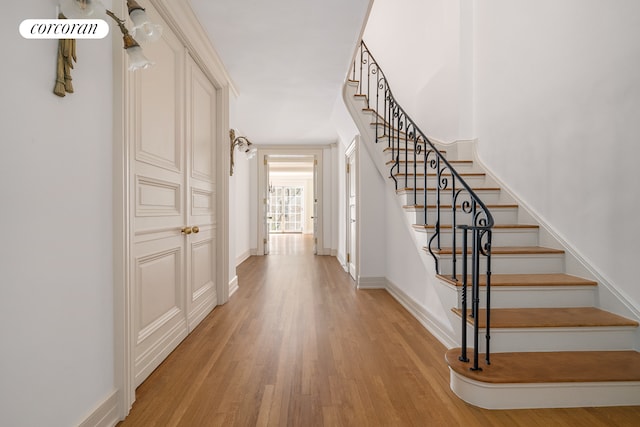 entrance foyer with light hardwood / wood-style floors