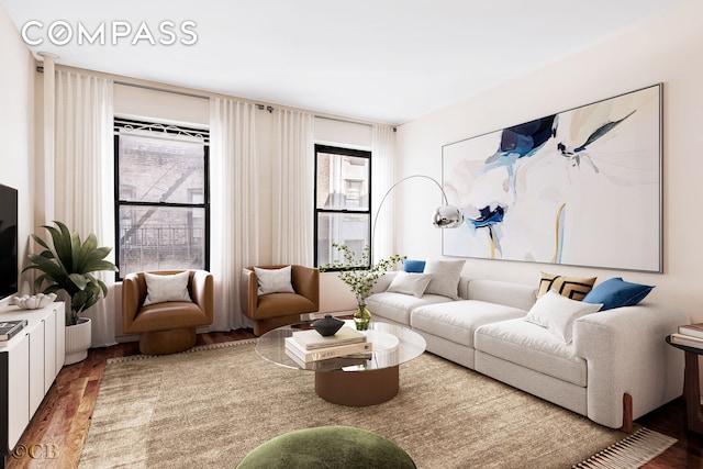 living room featuring hardwood / wood-style flooring