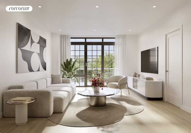 living room featuring light hardwood / wood-style flooring