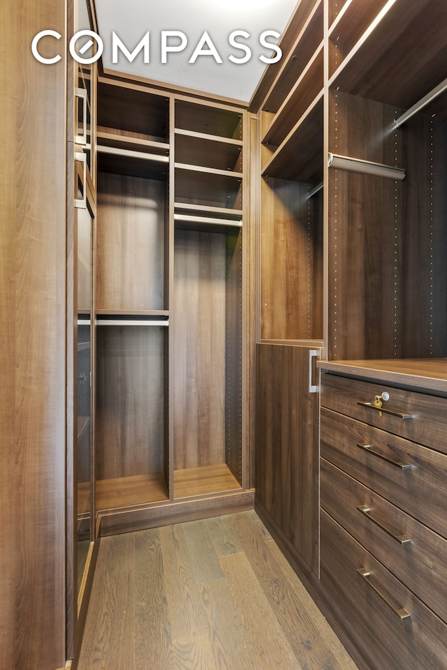 walk in closet featuring wood-type flooring