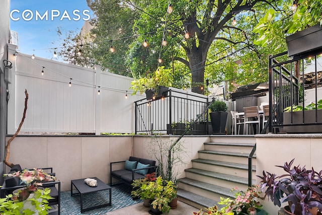 view of patio / terrace featuring an outdoor hangout area