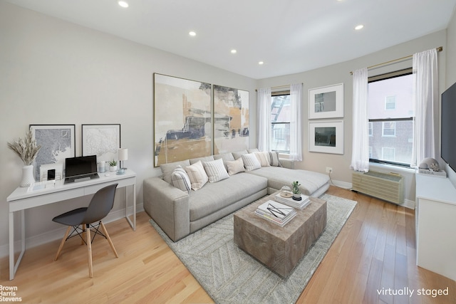 living room featuring light wood-type flooring