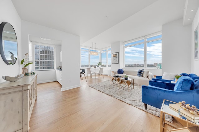 living room featuring light hardwood / wood-style floors