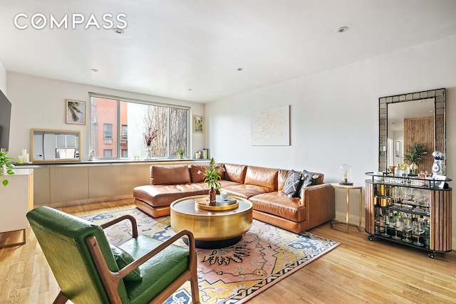 living room featuring light hardwood / wood-style flooring