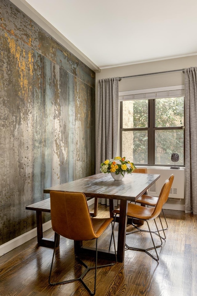 dining room with dark hardwood / wood-style floors