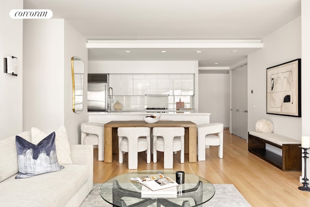 living room featuring light hardwood / wood-style flooring