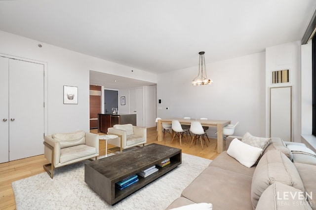 living room featuring light wood-type flooring