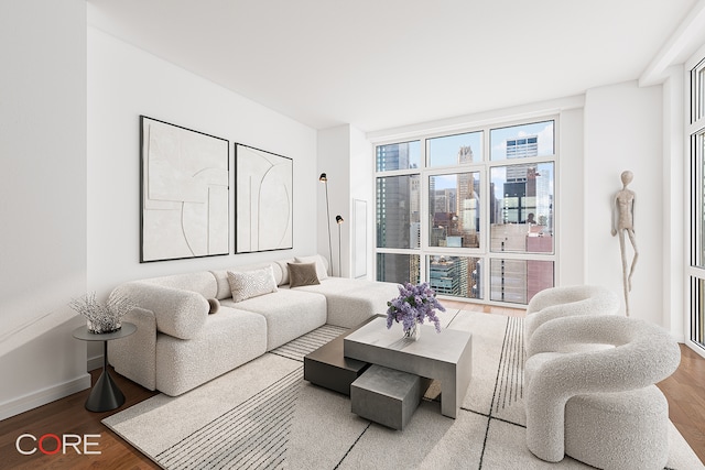 living room featuring hardwood / wood-style flooring