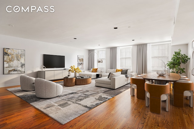 living room with hardwood / wood-style flooring