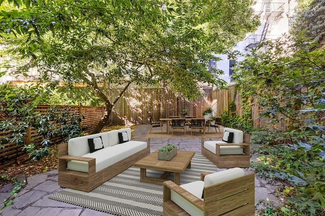 view of patio with an outdoor hangout area