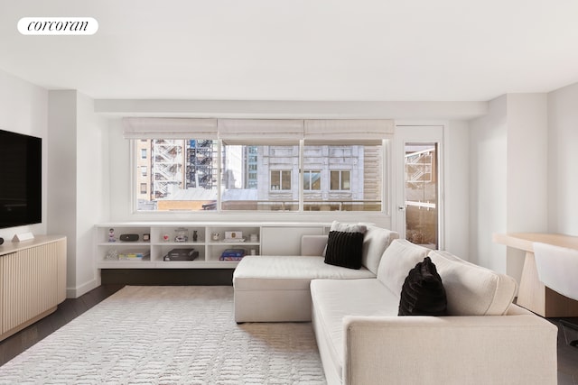 living room with hardwood / wood-style flooring