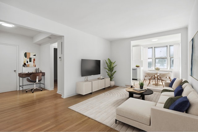 living room with hardwood / wood-style flooring