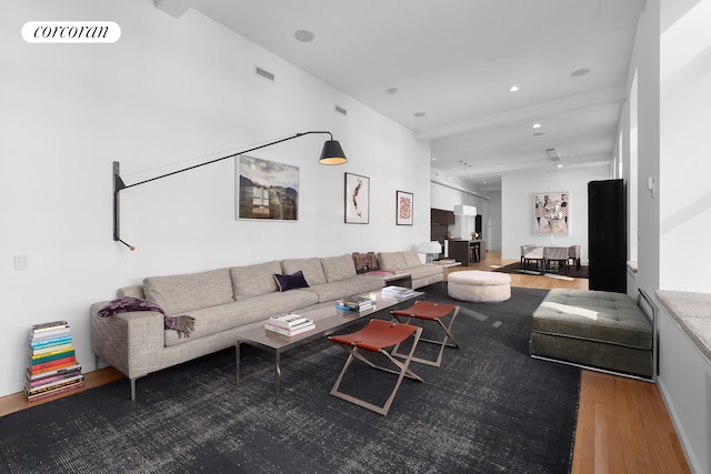 living room featuring wood-type flooring